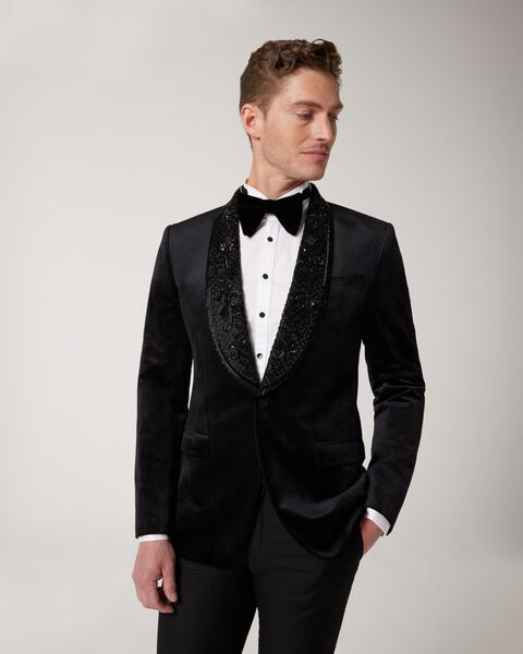 Slim Fit Tuxedo With Hand-Beaded Shawl Collar